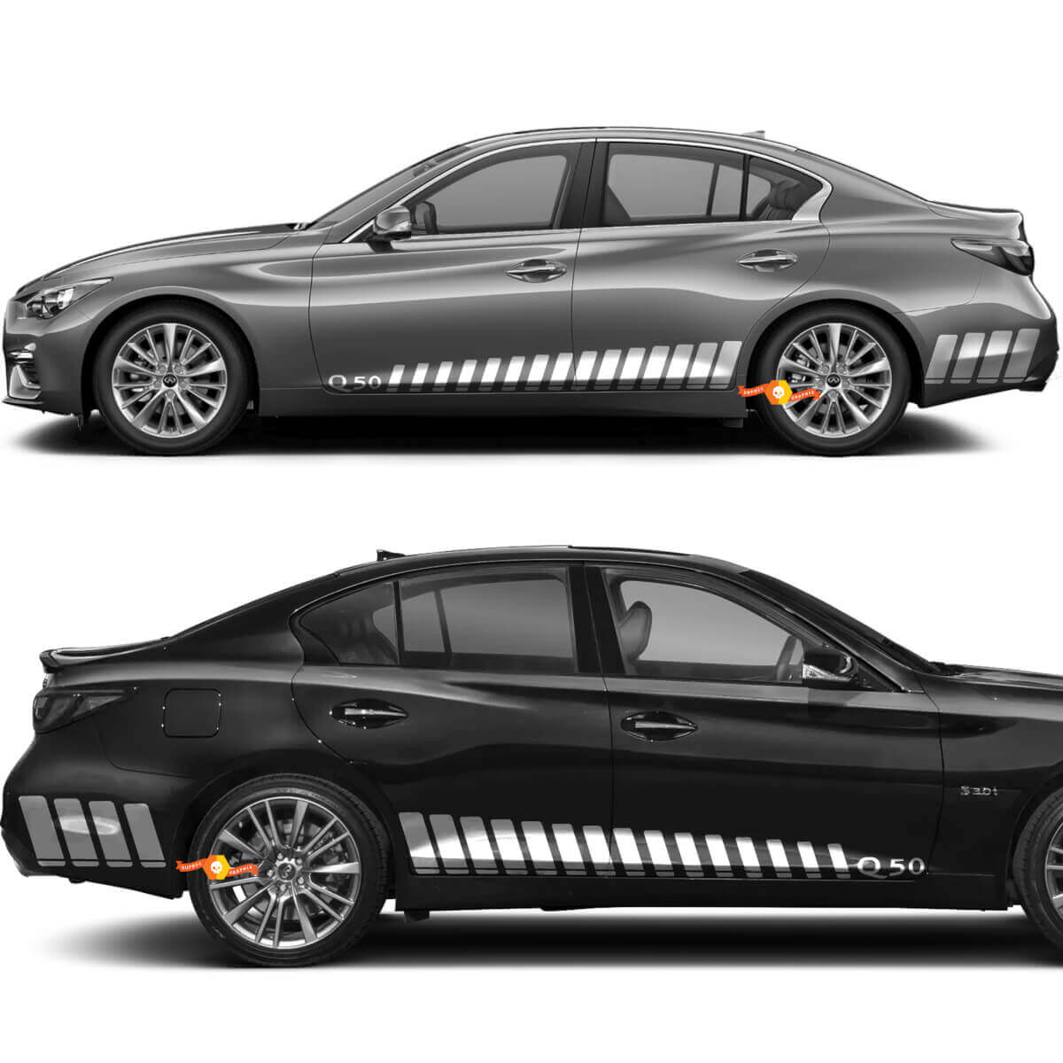 Kit de décalcomanies en vinyle bandes stroboscopiques pour bas de caisse Infiniti Q50 Q60