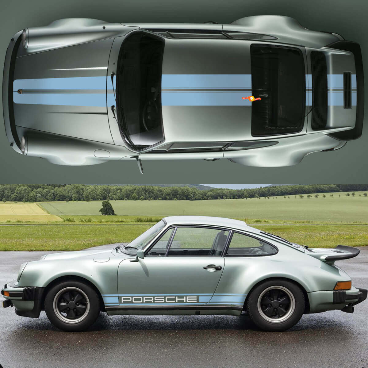 Singer Side and central stripes for Porsche 911 G model 1985 coupe