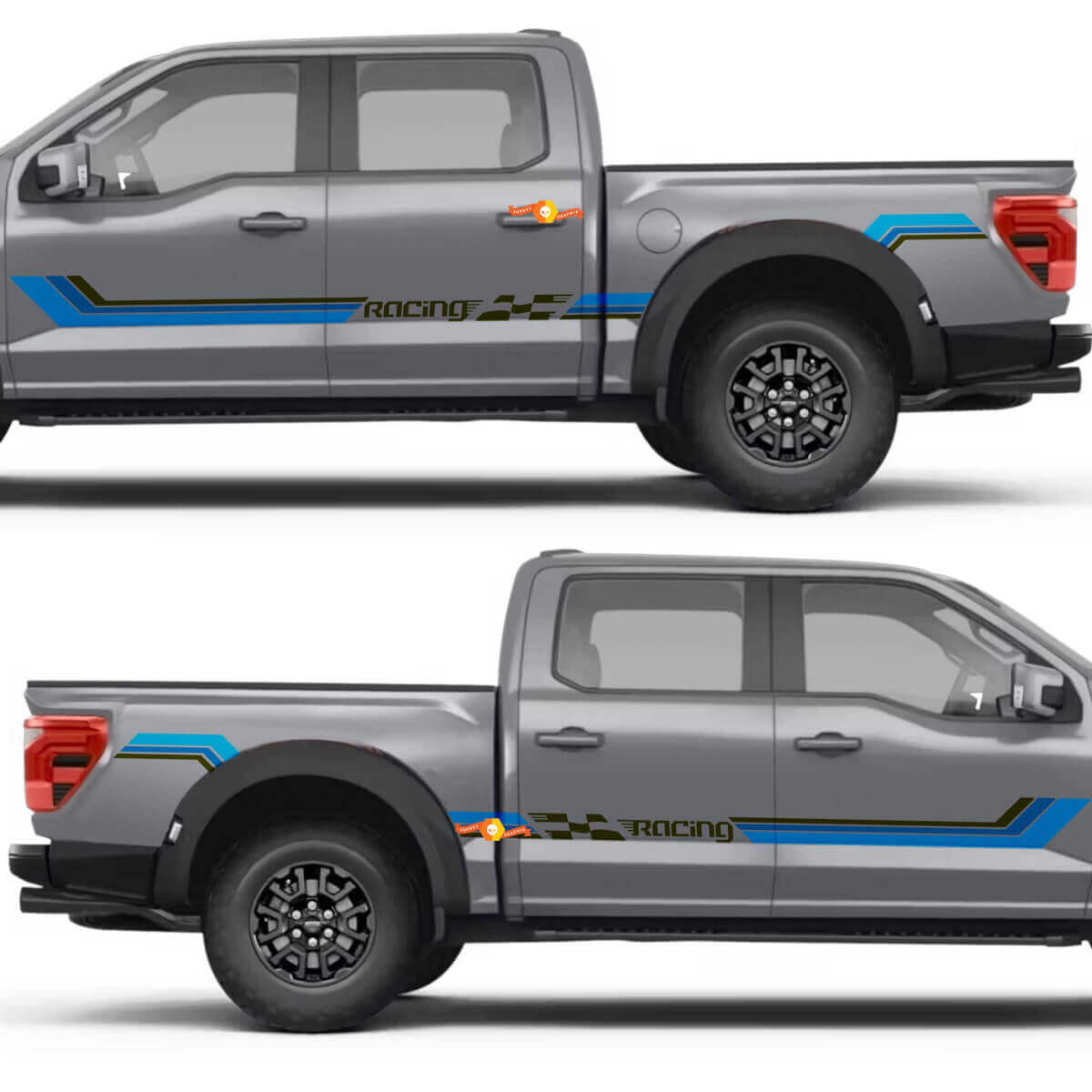 Autocollant vinyle bande de course portes latérales aile arrière pour Ford F-150