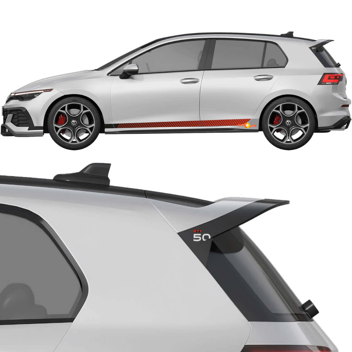 Autocollants latéraux de course & kit de décalcomanies en vinyle pour aileron GTI 50 pour Volkswagen Golf GTI Edition 50
