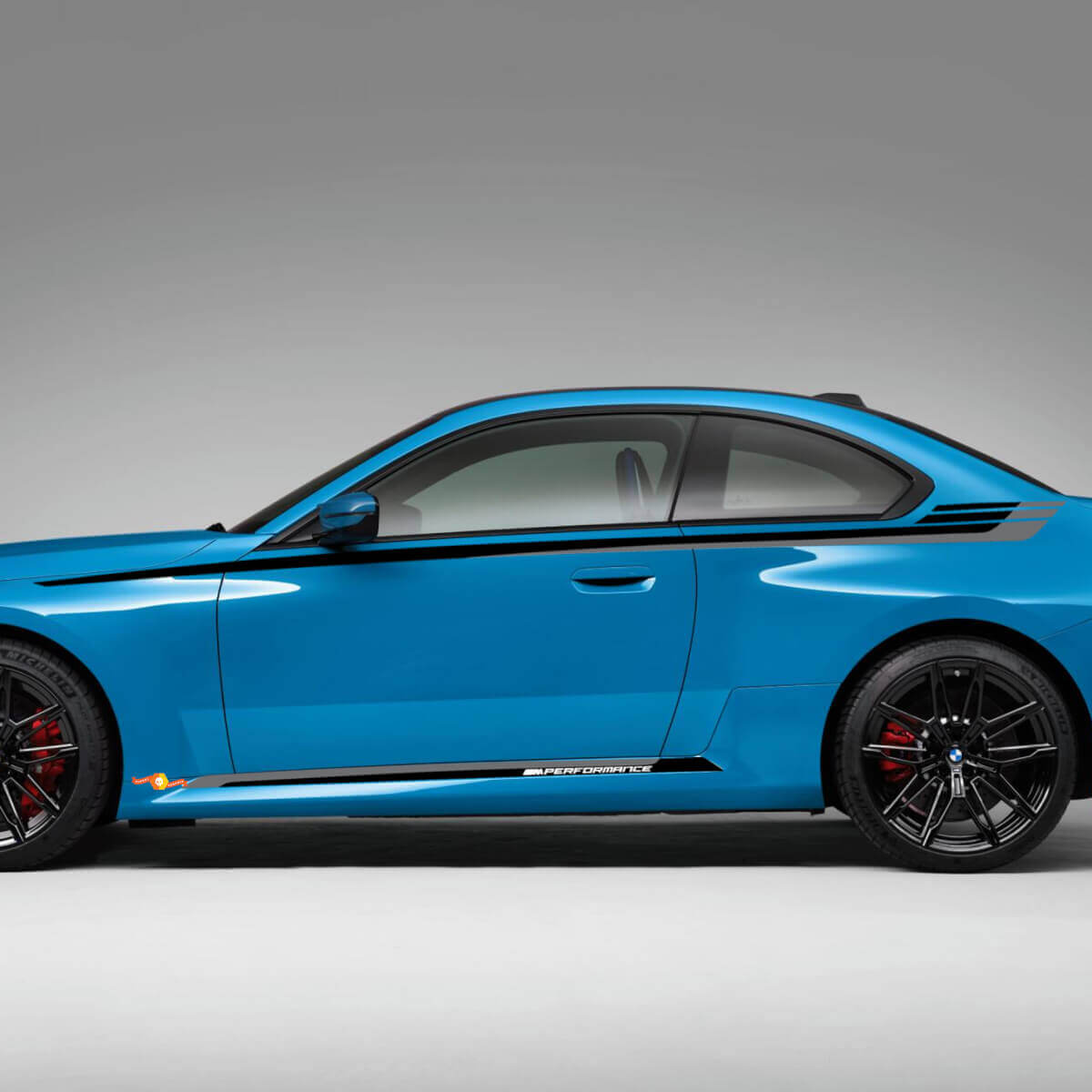 Kit d’autocollants vinyle bandes latérales style M Performance pour BMW M2 G87