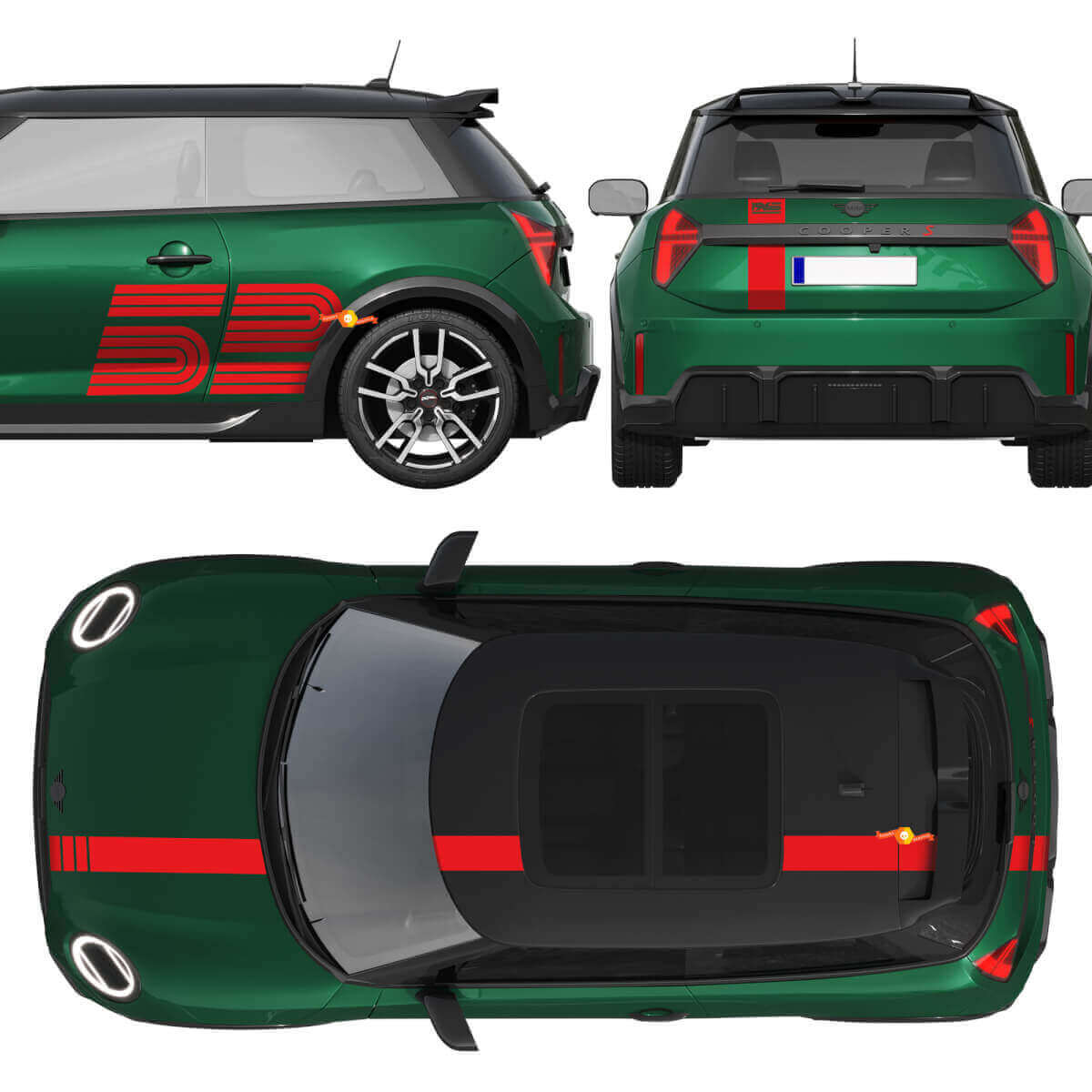 Kit complet de bandes autocollantes vinyle 52 Victory Edition pour Mini Cooper S