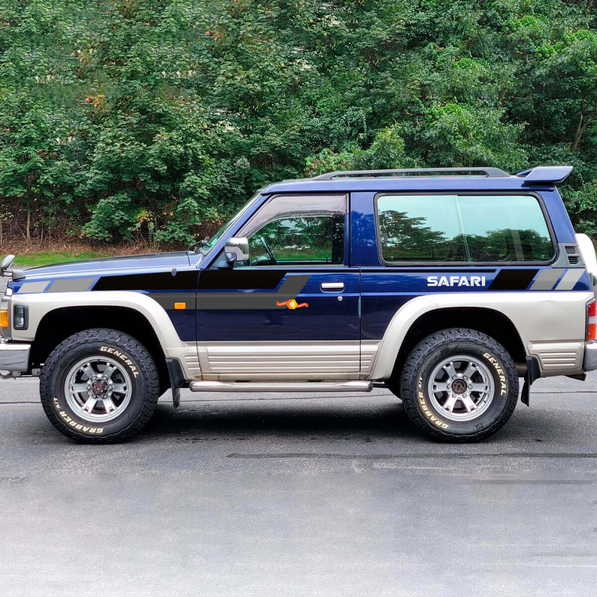 Autocollant vinyle bande bloc de couleurs Safari pour portières latérales et ailes pour Nissan Patrol