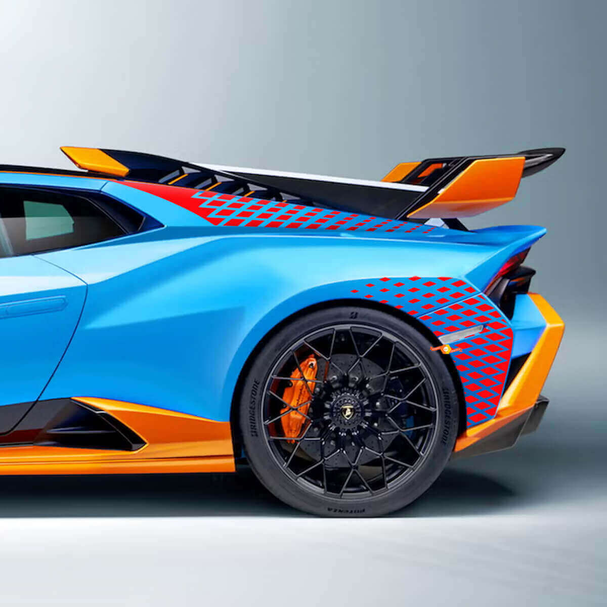 Autocollant Vinyle Décalque Latéral Arrière Racing à Damier Pour Lamborghini Huracan STO