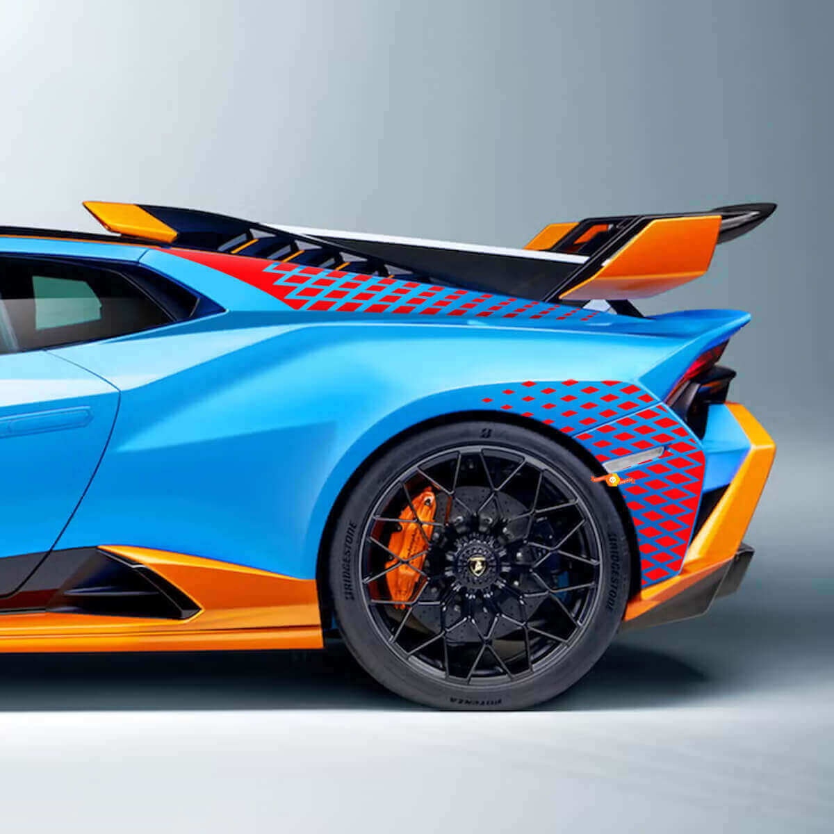 Kit d'autocollants vinyle de garde-boue arrière à damier pour Lamborghini Huracan STO
