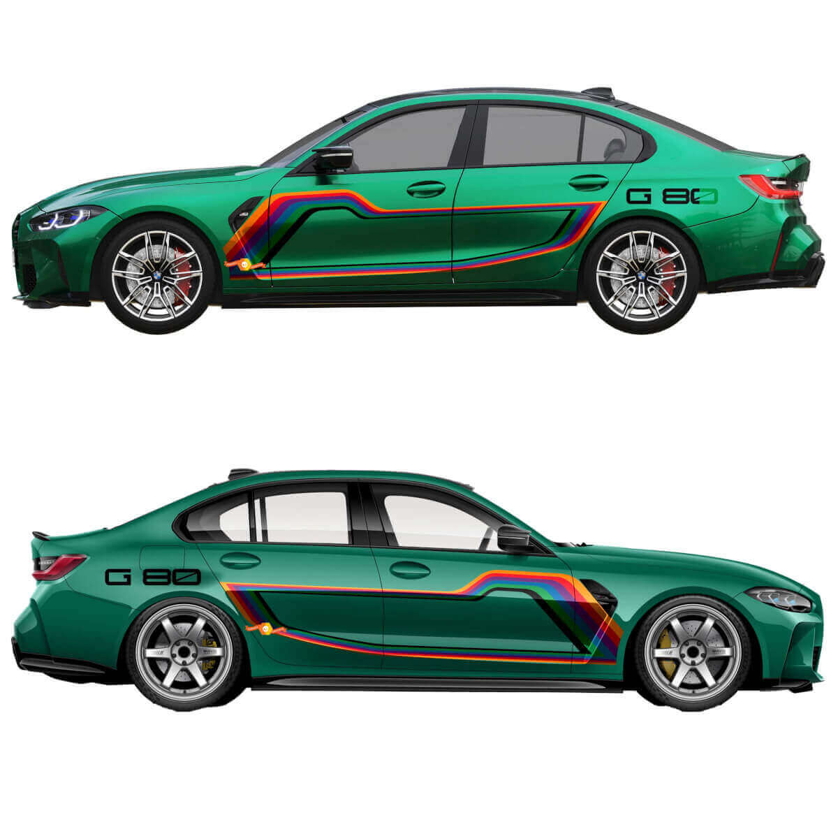 Autocollant en vinyle bandes graphiques M Performance G80 Racing pour portes BMW M3 G80