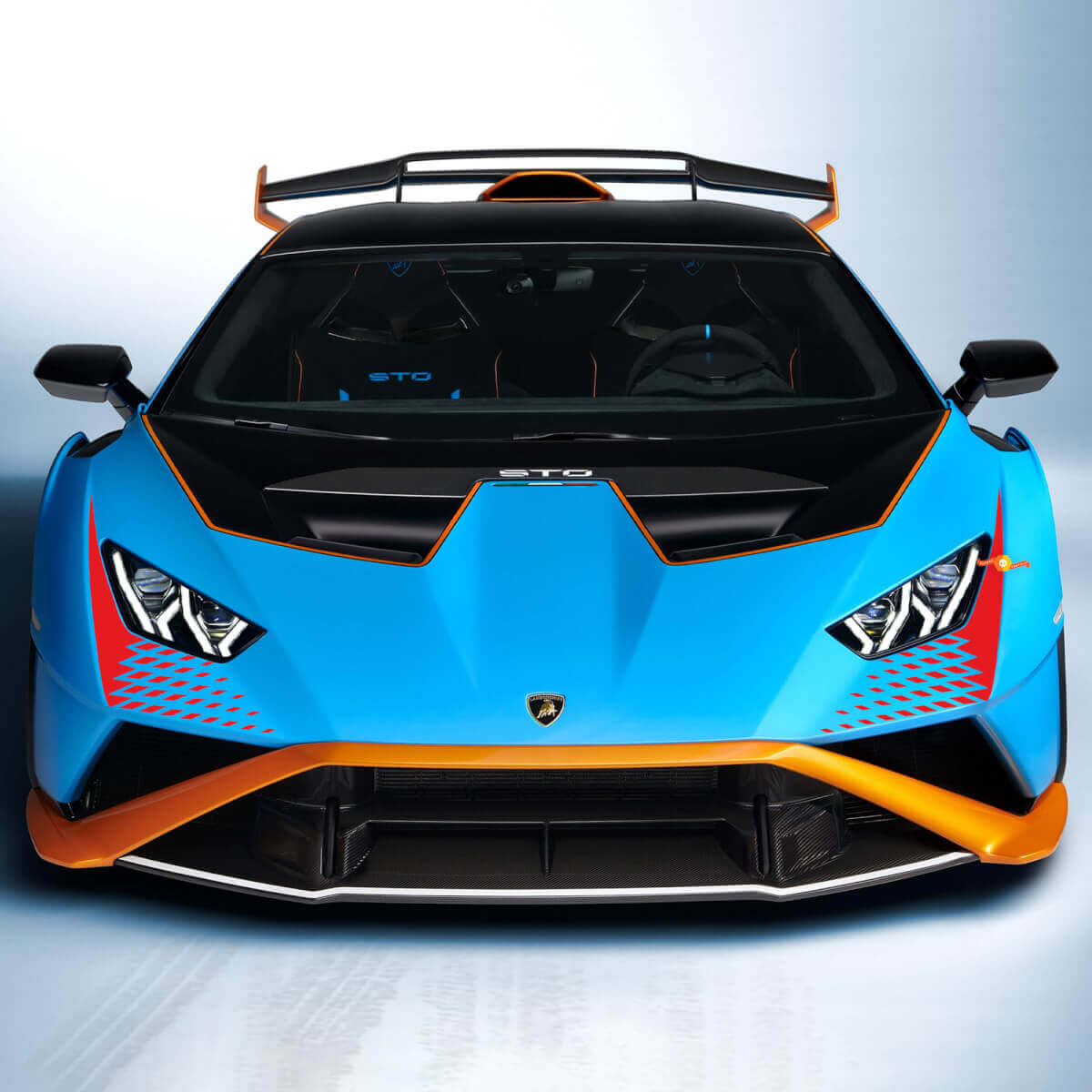 Autocollant en vinyle avec graphismes à damier pour capot de course Lamborghini Huracan STO