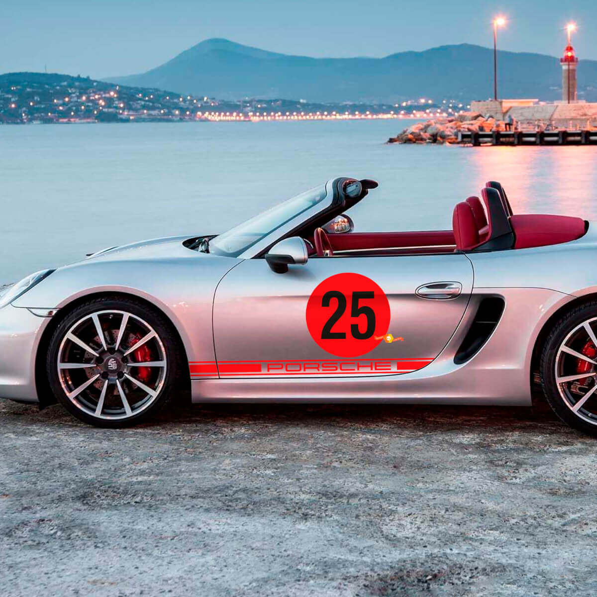 Kit d’autocollants en vinyle de bandes latérales de porte design Héritage pour Porsche 981 Boxster