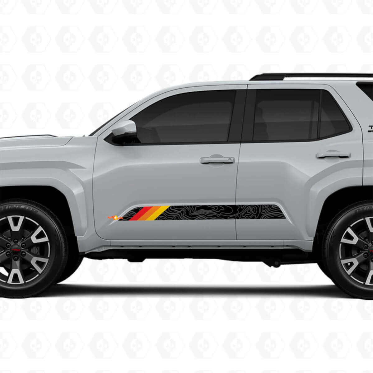 Autocollants Vinyle Rayures Portes Style Rétro Carte Topographique Pour Toyota 4Runner 6e Génération