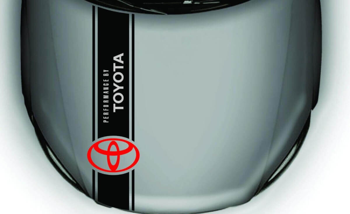 Autocollant vinyle bande de capot Performance par Toyota pour voitures Toyota