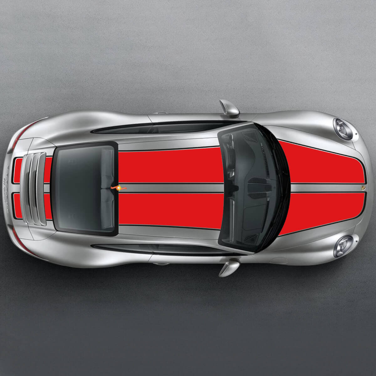 Kit d'autocollants en vinyle à bandes larges doubles pour capot, toit et coffre de Porsche 911