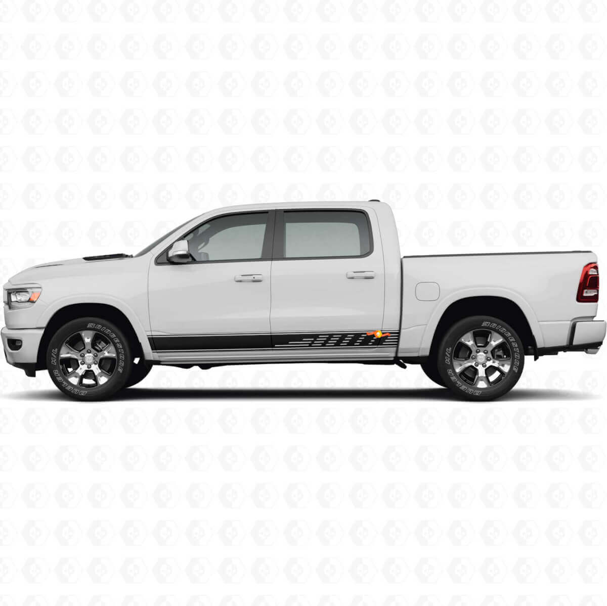Autocollant vinyle perforé avec bandes latérales pour porte, graphique pour Dodge Ram 1500 2019-2024