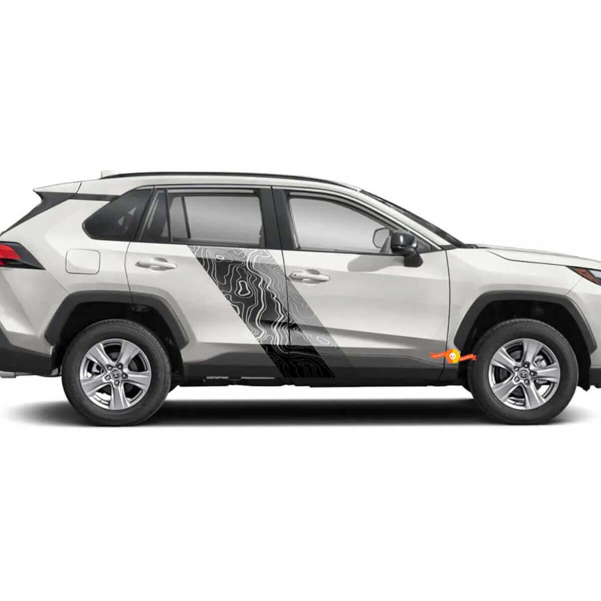 Autocollants Vinyle Bandes Latérales Style Carte Topographique Pour Toyota RAV4 2019-2025