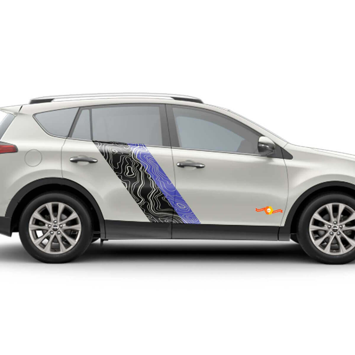 Autocollants Décoratifs Vinyle Bandes Latérales Style Carte Topographique Pour Toyota RAV4 2013-2018