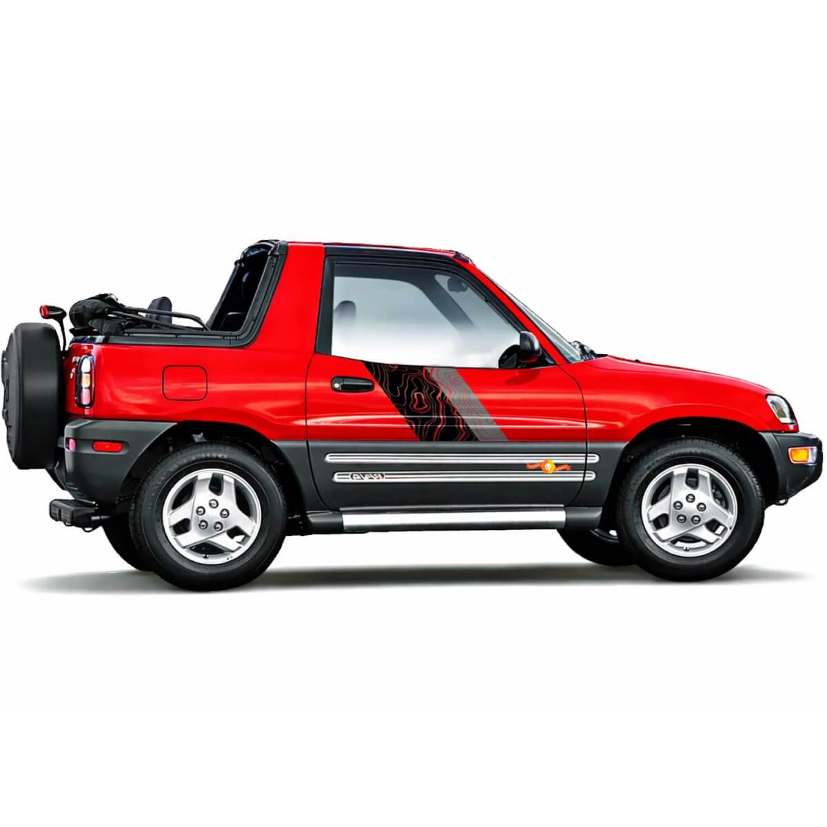 Autocollants vinyle bande latérale style carte topographique pour porte Toyota RAV4 1994-2000