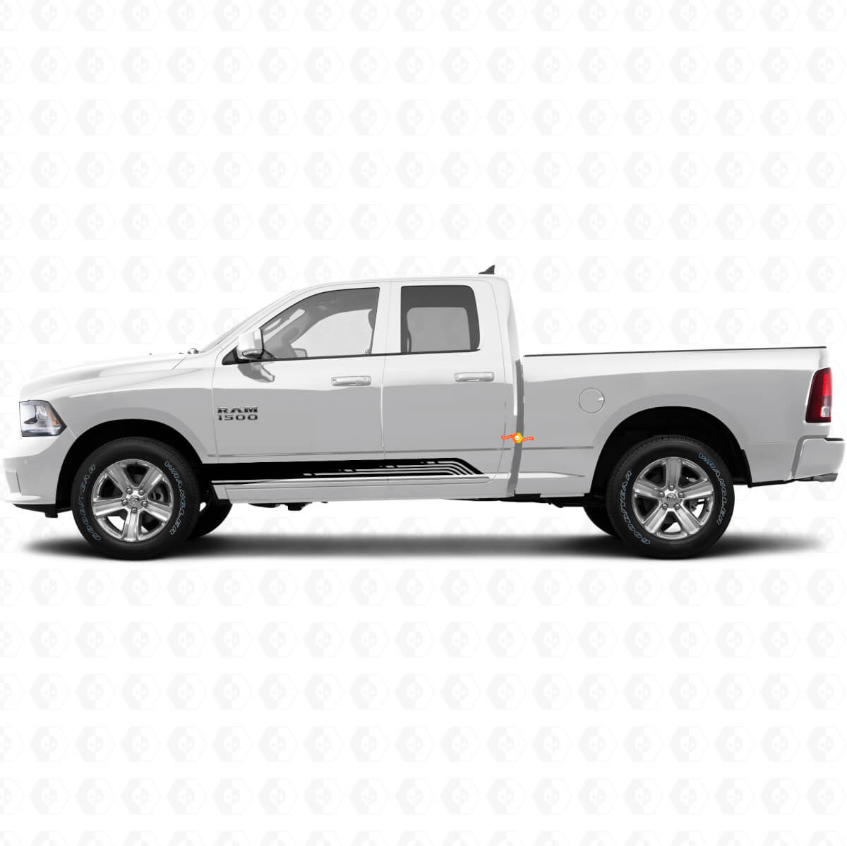 Autocollant Vinyle Graphique de Marchepied avec Bandes Courbées pour Porte Dodge Ram 1500 2011-2018
