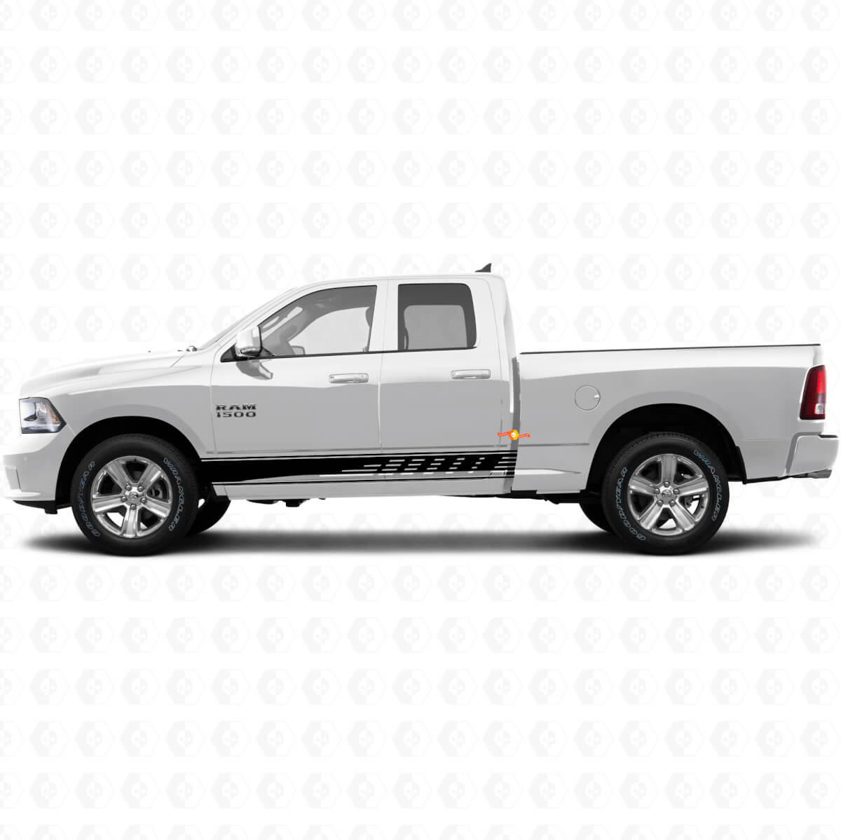 Autocollant Vinyle Décoratif à Bandes Perforées pour Porte Dodge Ram 1500 2011-2018