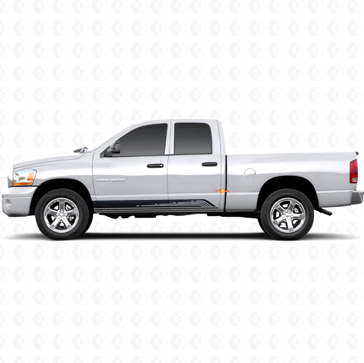 Autocollant vinyle graphique à bandes incurvées pour panneau de bas de caisse de porte Dodge Ram 1500 2002-2008