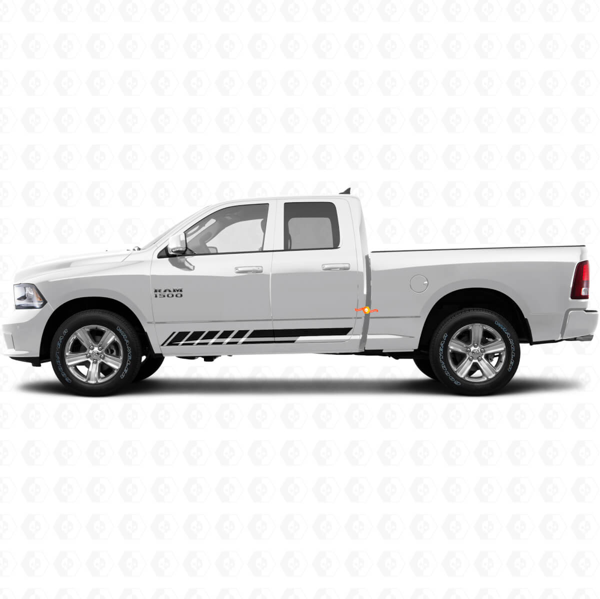 Autocollant Vinyle Graphique Rayures à Damier Latérales Bas de Caisson de Porte pour Dodge Ram 1500 2011-2018