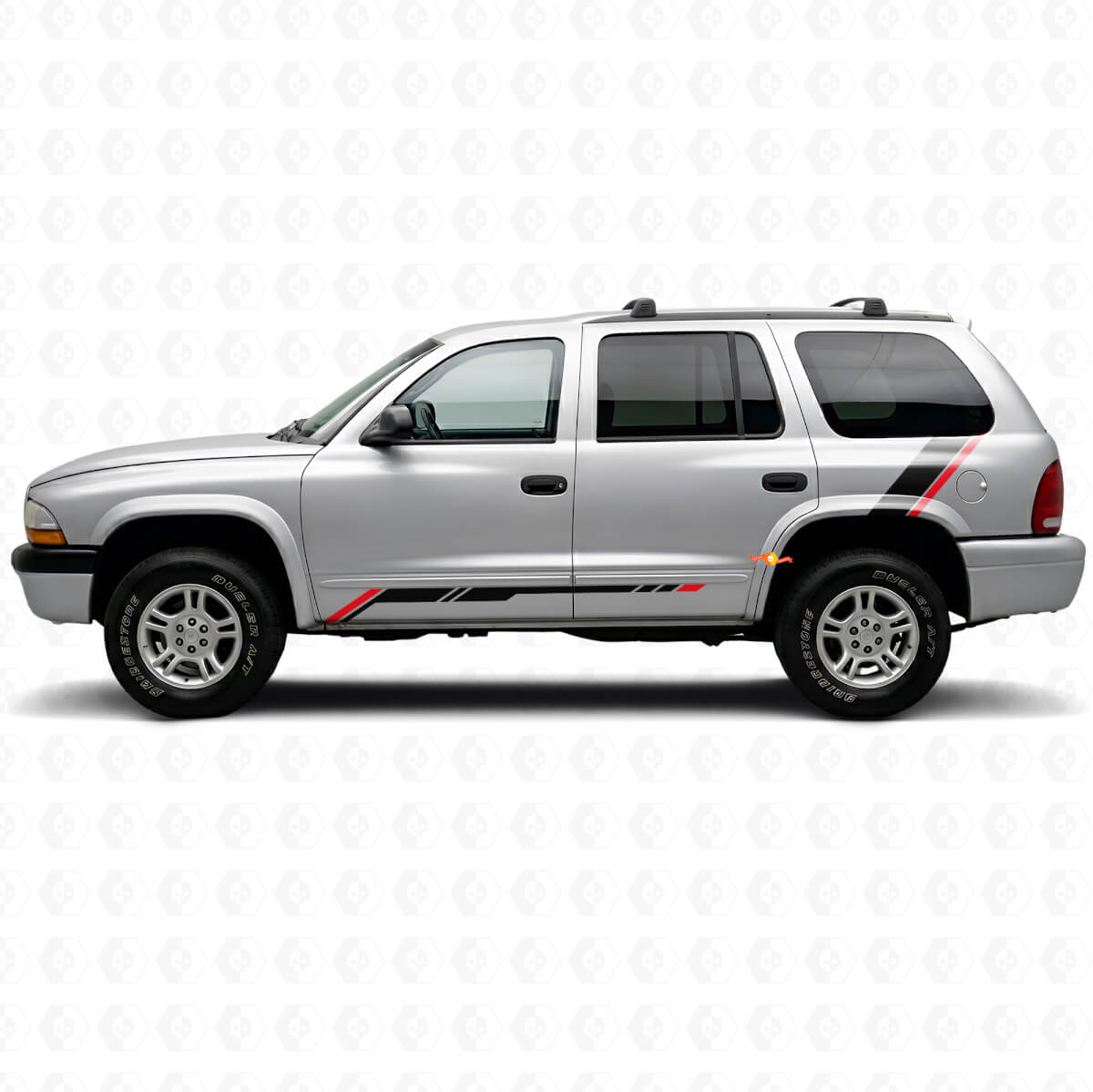 Autocollant vinyle latéral arrière à rayures damier pour bas de caisse Dodge Durango 1998-2003