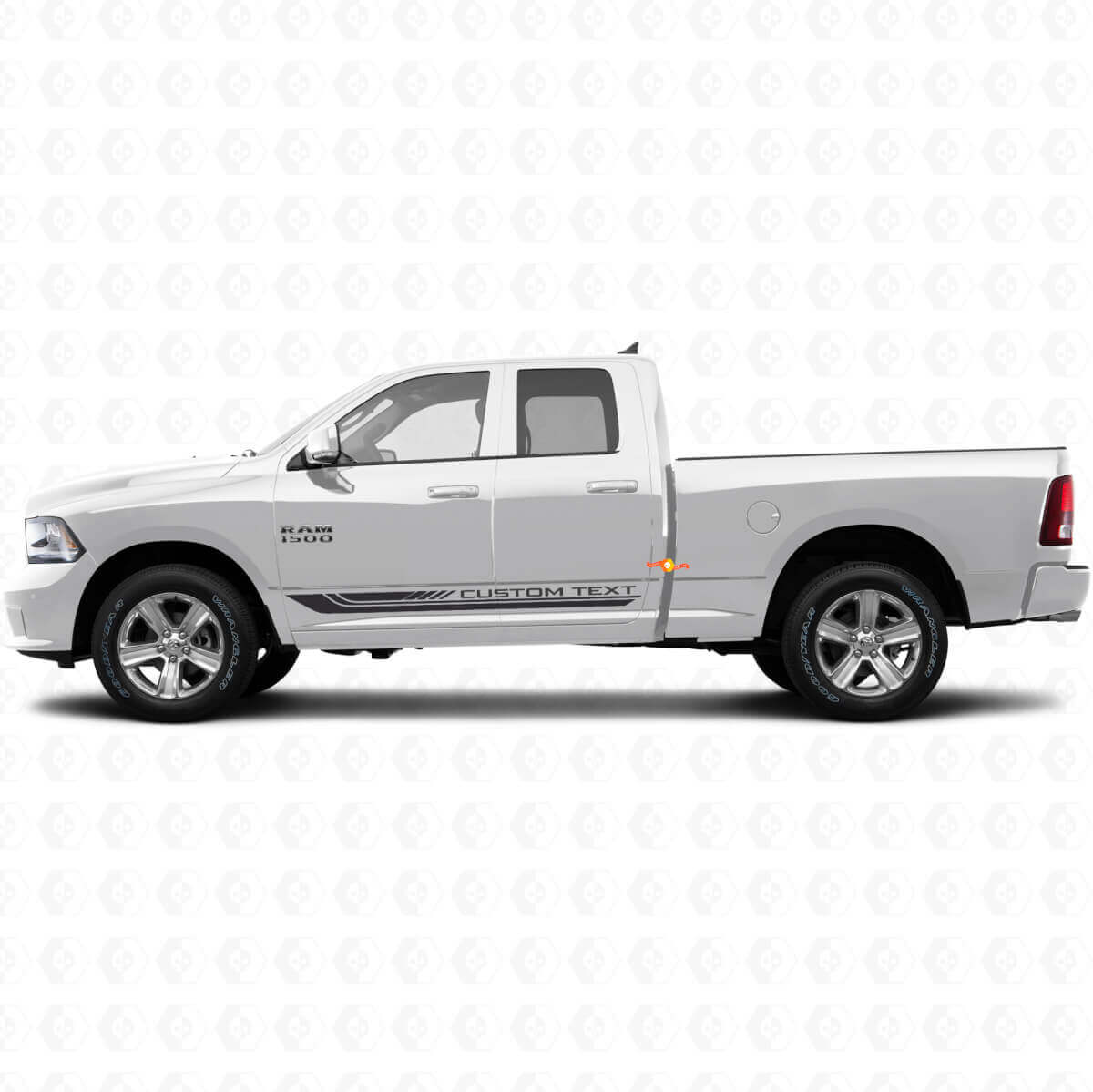 Autocollant Vinyle à Rayures Courbes à Damier pour Bas de Porte Dodge Ram 1500 2011-2018