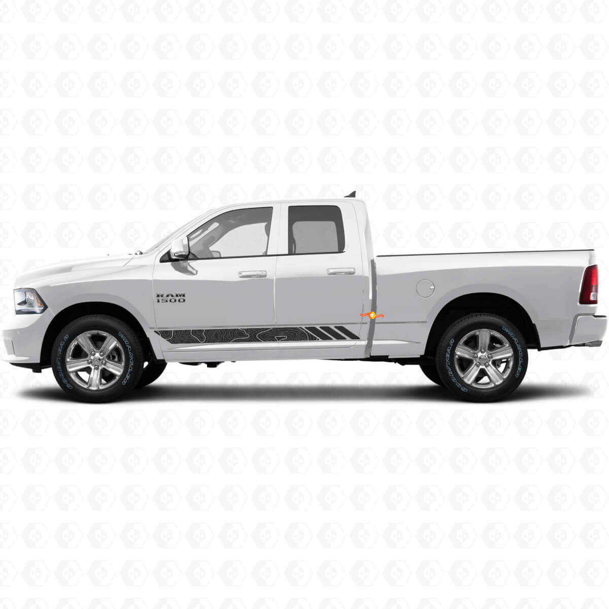 Autocollant Vinyle Décalque de Portes à Rayures Style Topographique pour Dodge Ram 1500 2011-2018