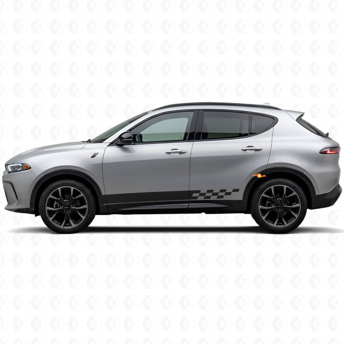 Autocollant en vinyle à rayures damier pour bas de caisse Dodge Hornet 2023+