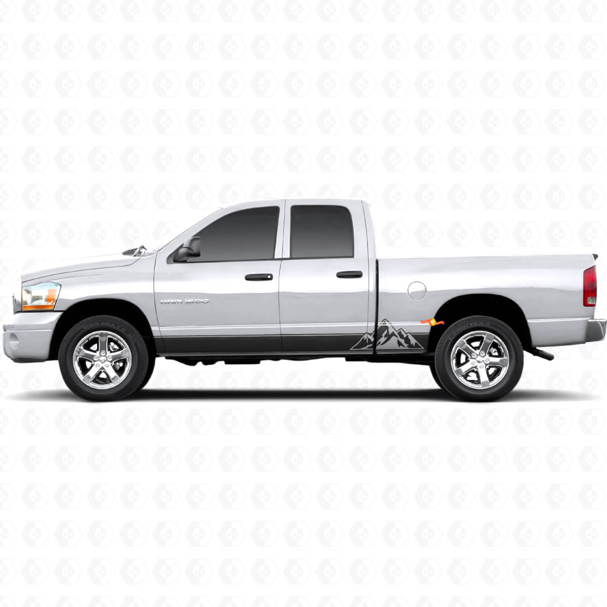 Autocollant en vinyle bandes style montagnes pour bas de caisse Dodge Ram 1500 2002-2008