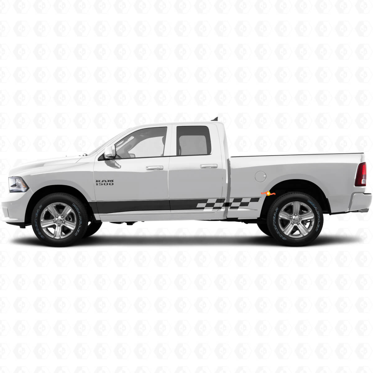 Décalcomanie en vinyle à rayures à damier pour bas de caisse Dodge Ram 1500 2011-2018