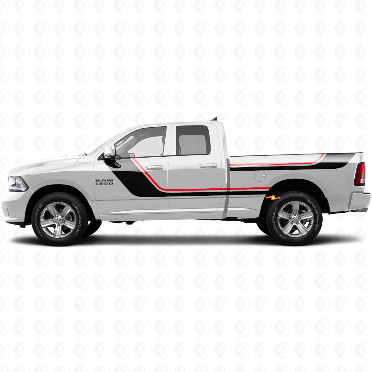 Kit d'autocollants vinyle à bandes jumelles pour porte et côté arrière pour Dodge Ram 1500 2011-2018