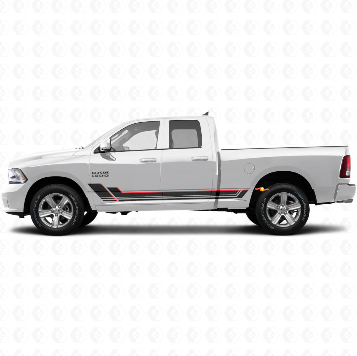 Kit de décalcomanie vinyle à bandes jumelles pour panneaux latéraux pour Dodge Ram 1500 2011-2018