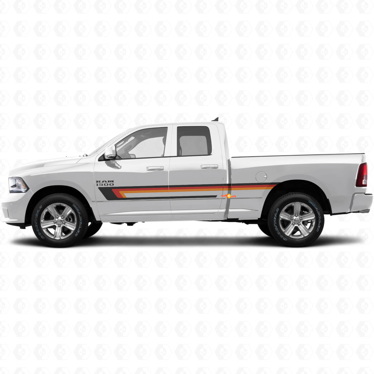 Autocollant vinyle à triples bandes latérales pour porte Dodge Ram 1500 2011-2018