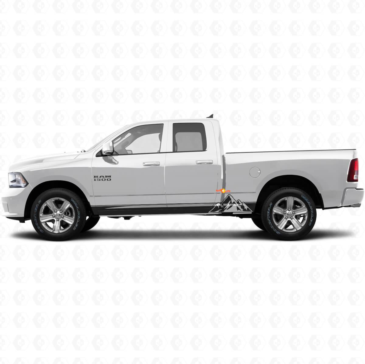 Autocollant en vinyle décoratif style montagnes pour bas de caisse Dodge Ram 1500 2011-2018