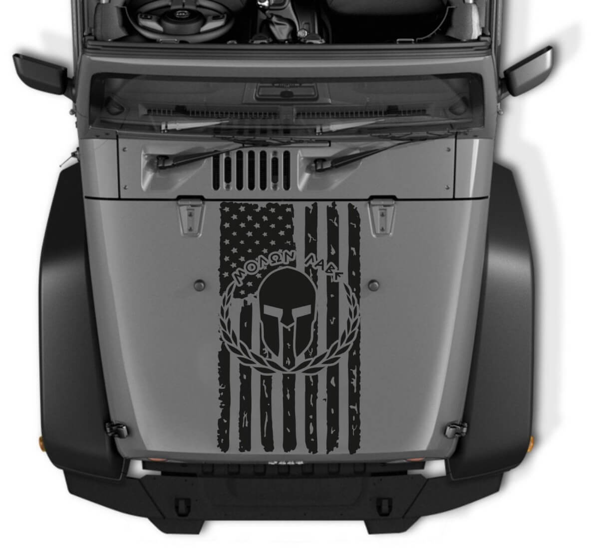 Autocollant en vinyle capot Casque Spartiate Drapeau USA Molon Labe pour Jeep Wrangler