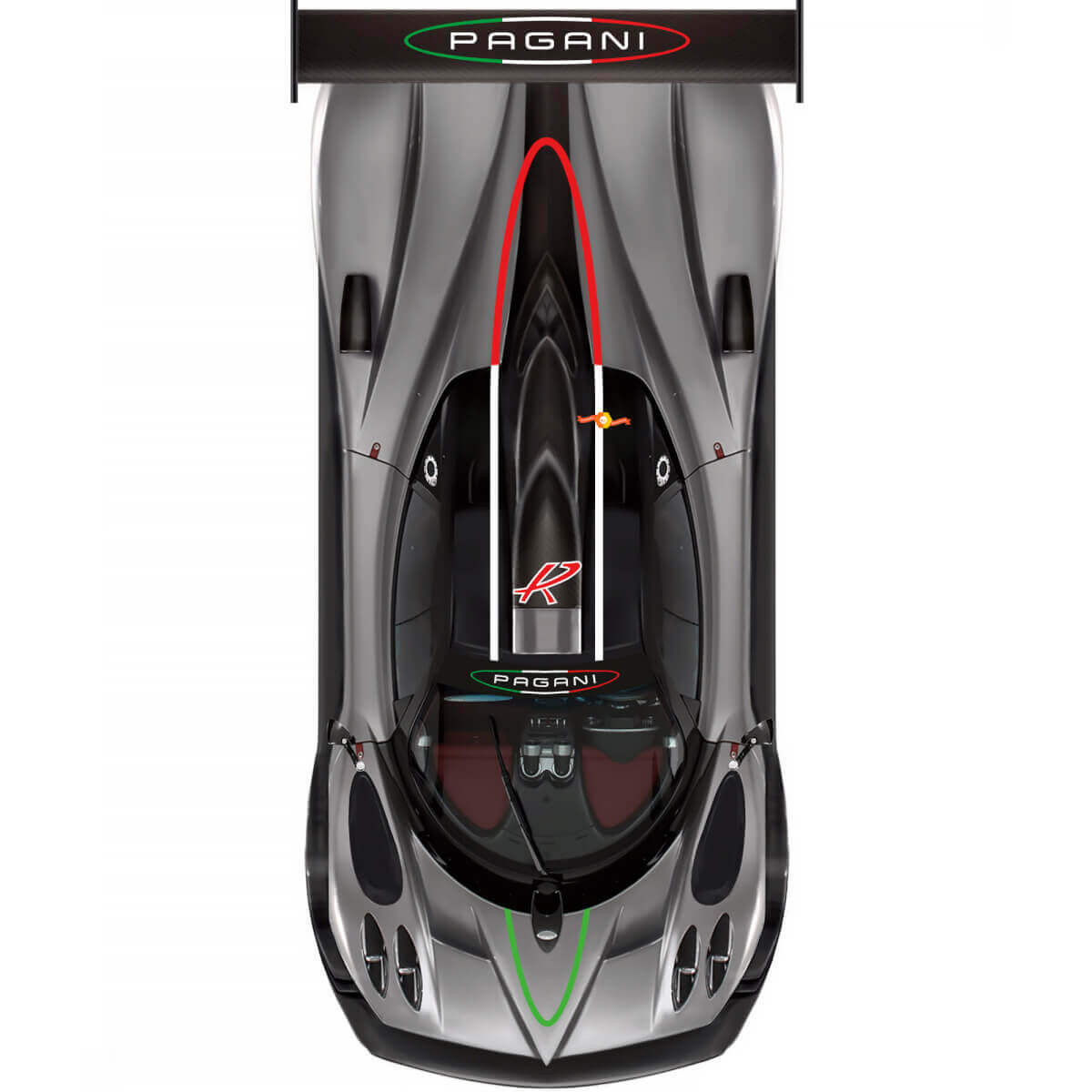 Autocollant Vinyle Lettrage Style Italien pour Capot Toit Côté pour Pagani Zonda R