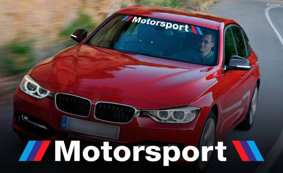 Autocollant vinyle bandes de pare-brise style M Motorsport pour BMW