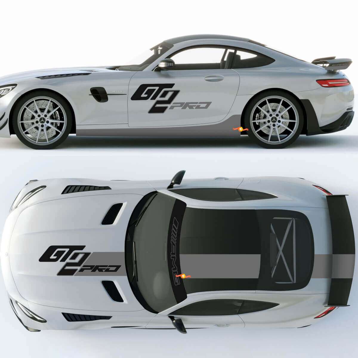 Kit d'autocollants en vinyle Racing GT2 Pro pour capot latéral, toit et coffre pour Mercedes AMG GT