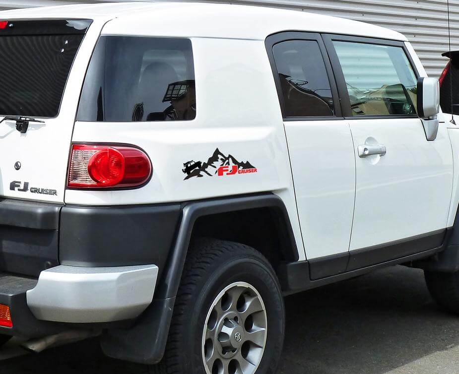 Autocollant Vinyle Logo FJ et Montagnes pour Table de Chevet Toyota FJ Cruiser