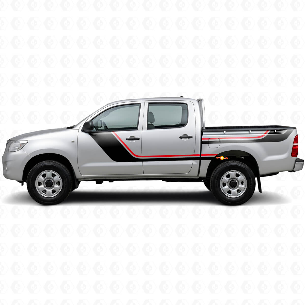 Kit de décalcomanies en vinyle à bandes jumelles pour portes et côtés arrière Toyota Hilux 2004-2015