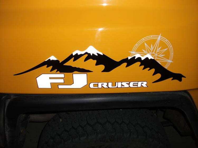 PAIRE Montagnes Toyota FJ Cruiser côté autocollants en vinyle 2 couleurs