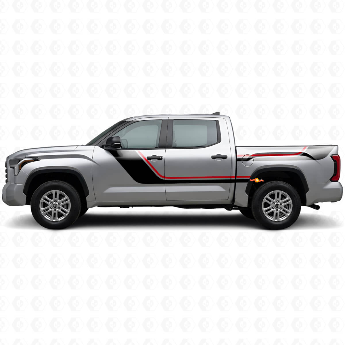 Kit de décalcomanies vinyle rayures jumelles pour portes et côtés arrière pour Toyota Tundra 2022+