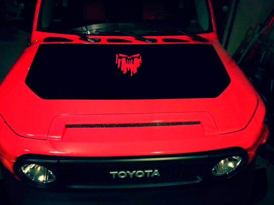 Autocollant Vinyle Capuche Crâne Gouttant Noir pour Toyota FJ Cruiser