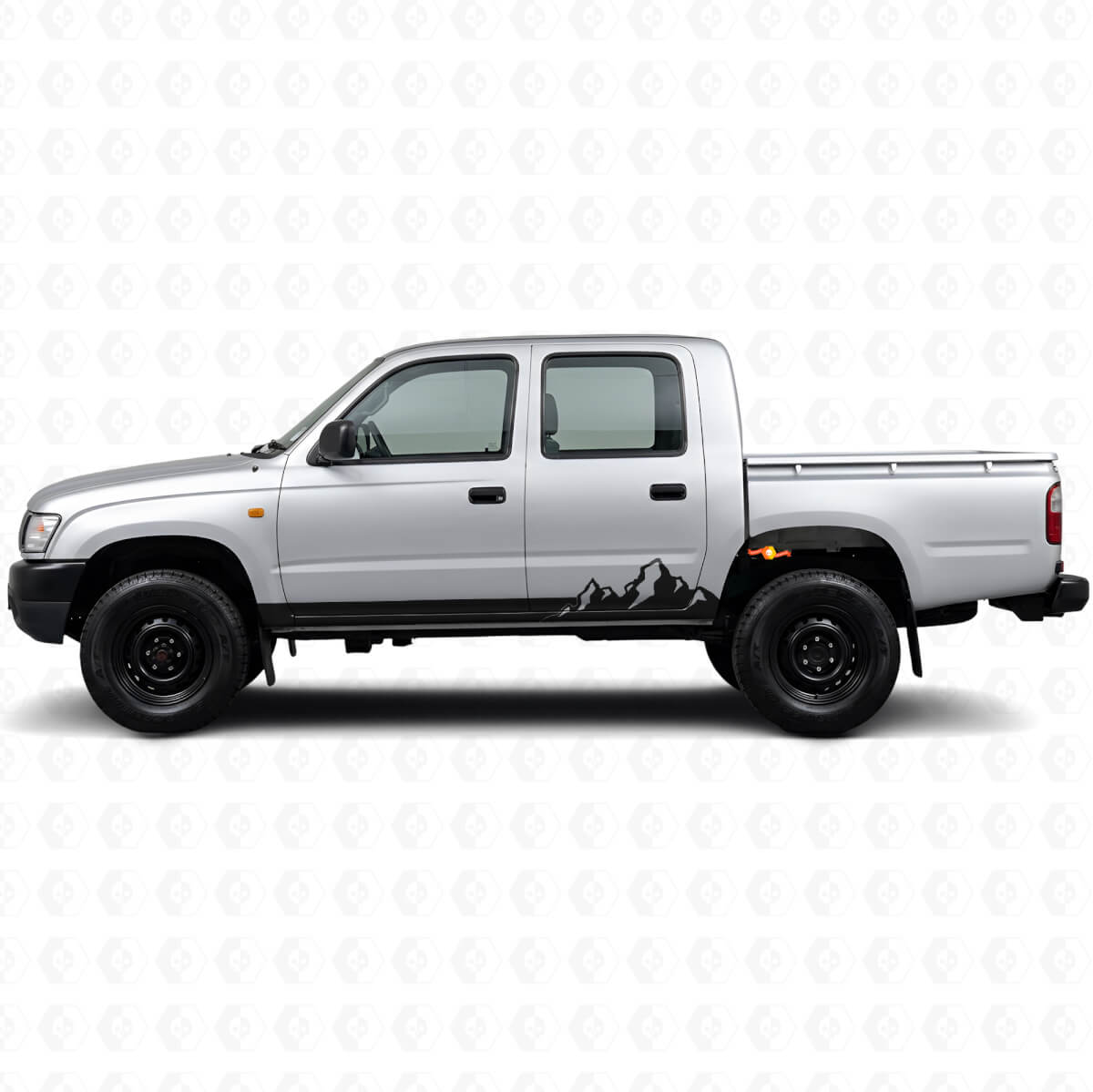 Autocollant en vinyle à fines rayures Montagnes pour bas de caisse Toyota Hilux 1997-2004