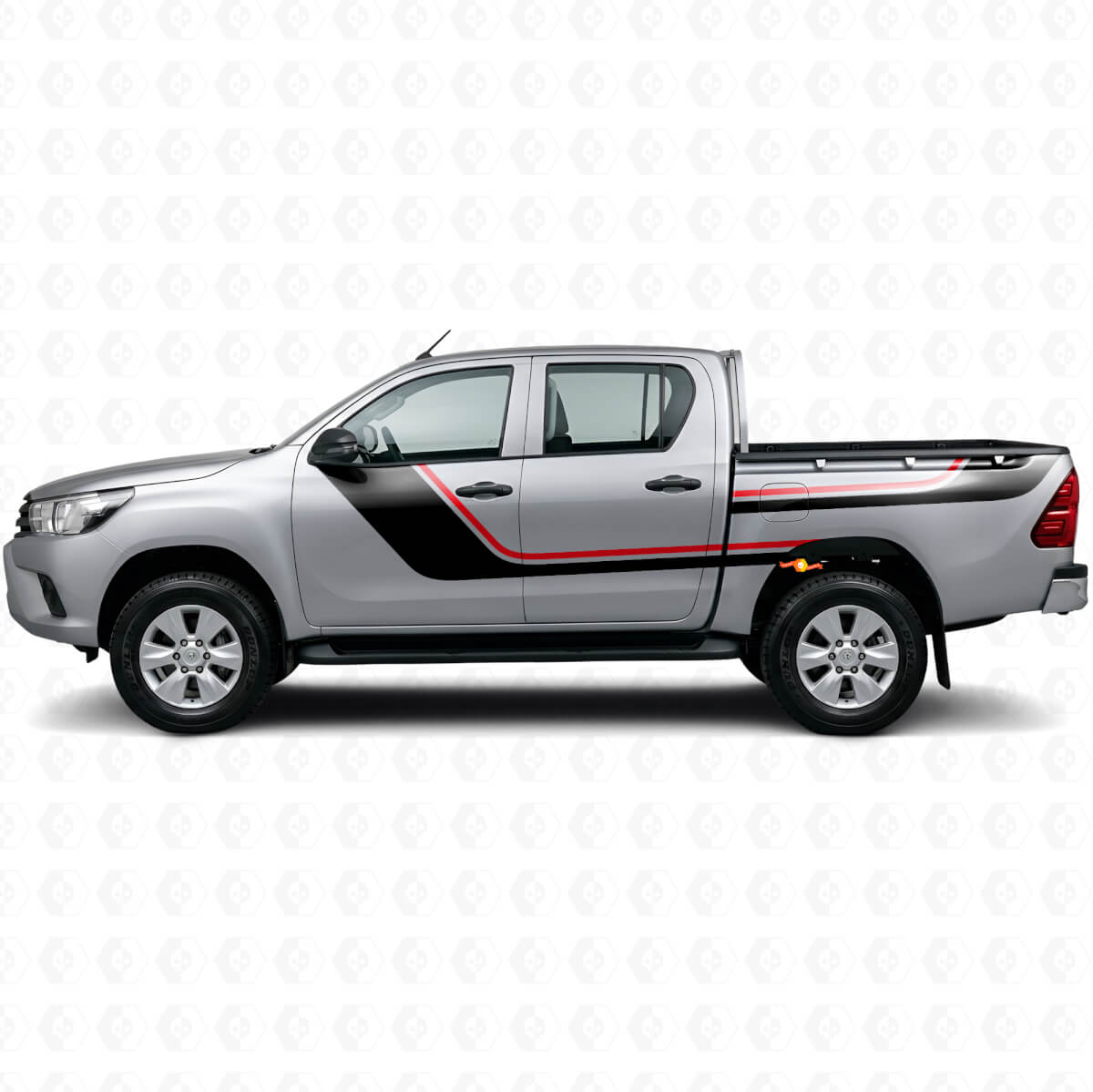 Kit d'autocollants vinyle bandes jumelles pour portes et côtés arrière Toyota Hilux 2015+