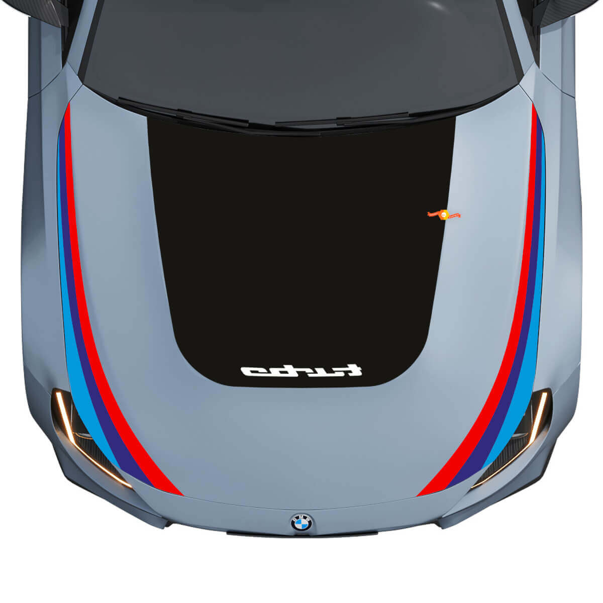 Autocollant Vinyle Capot Noir Turbo et Bandes M Performance pour BMW M2 G87