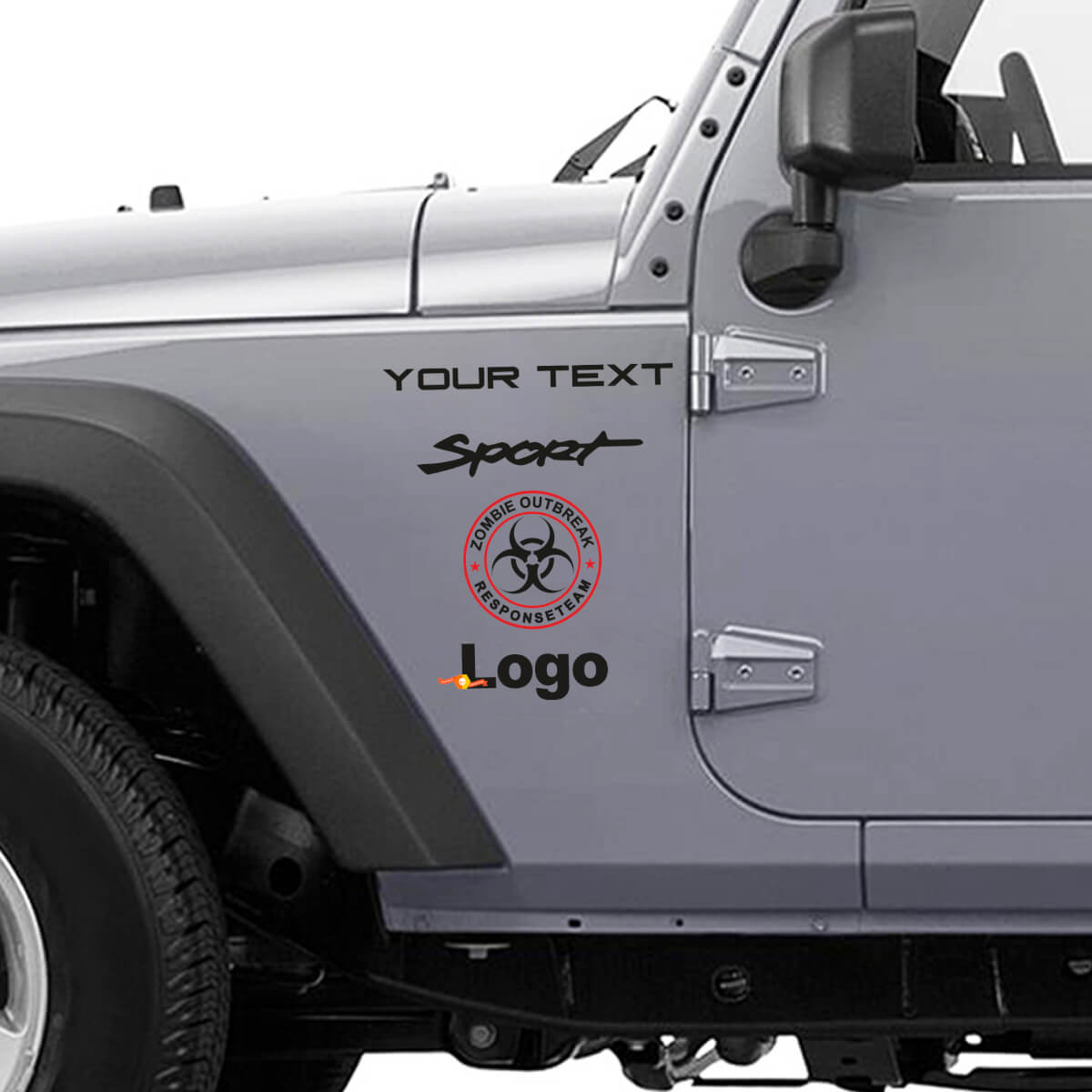 Autocollant Vinyle Équipe d'Intervention Contre les Zombies pour Jeep Wrangler Rubicon