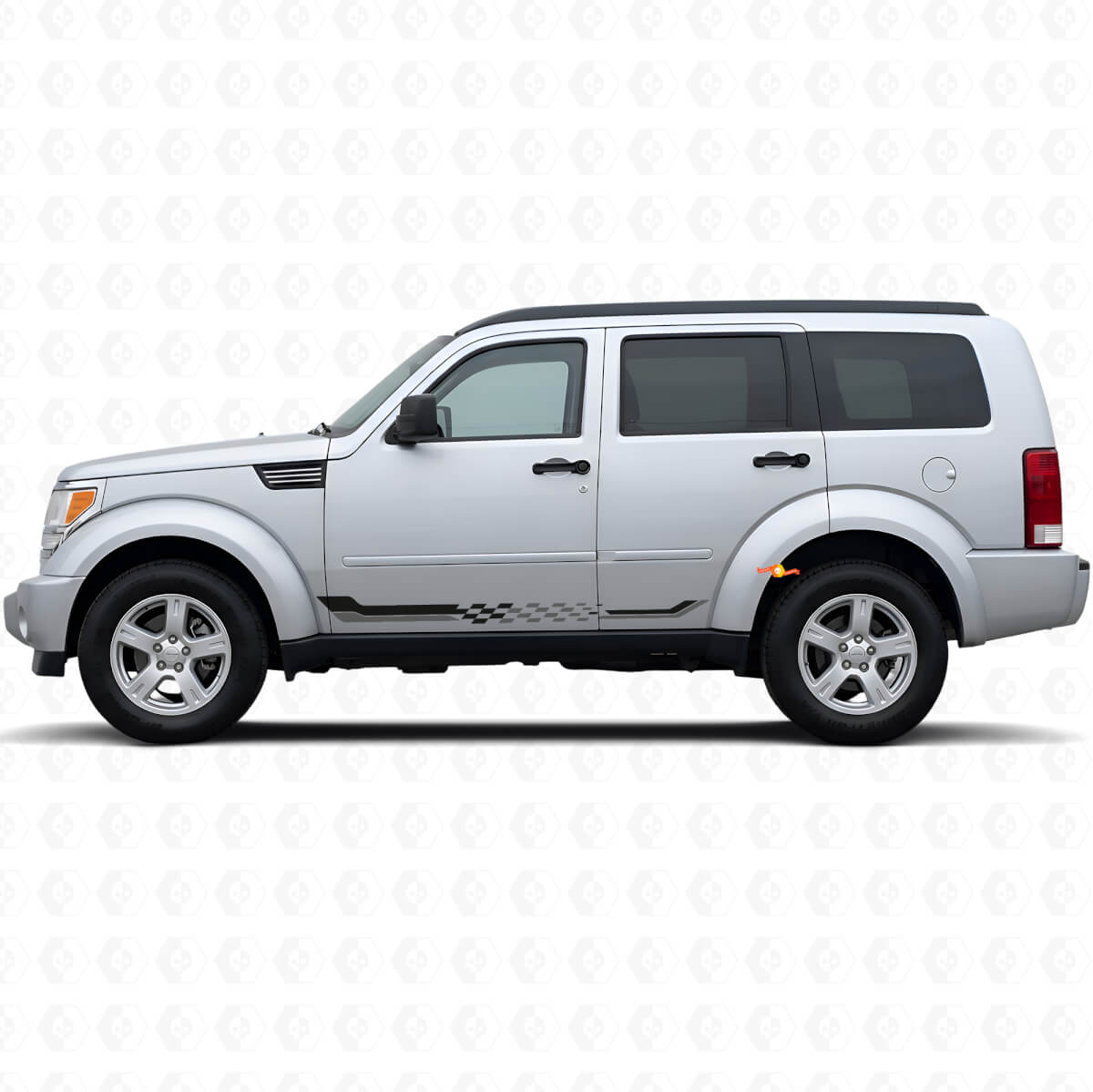 Autocollant en vinyle avec bandes latérales à damiers pour Dodge Nitro 2007-2011
