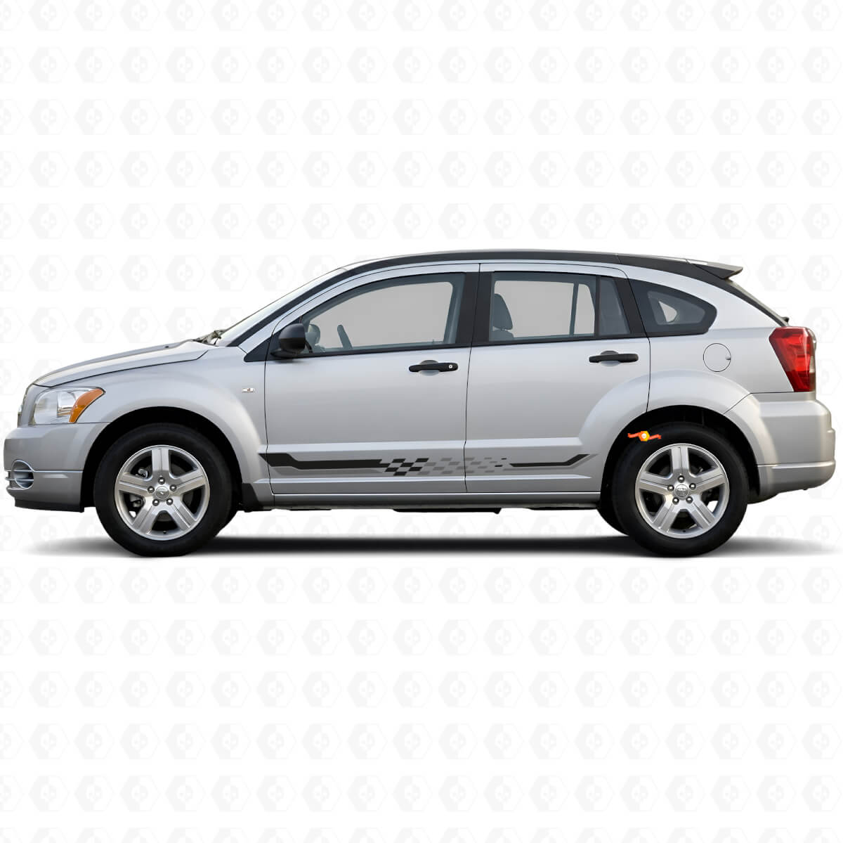 Autocollant en vinyle à rayures latérales à damier pour Dodge Caliber 2007-2012