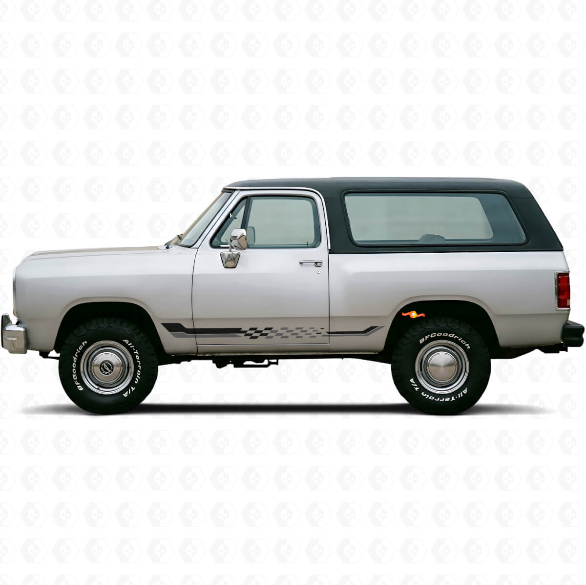 Autocollant en vinyle à rayures latérales à damier pour Dodge Ramcharger 1974-1993