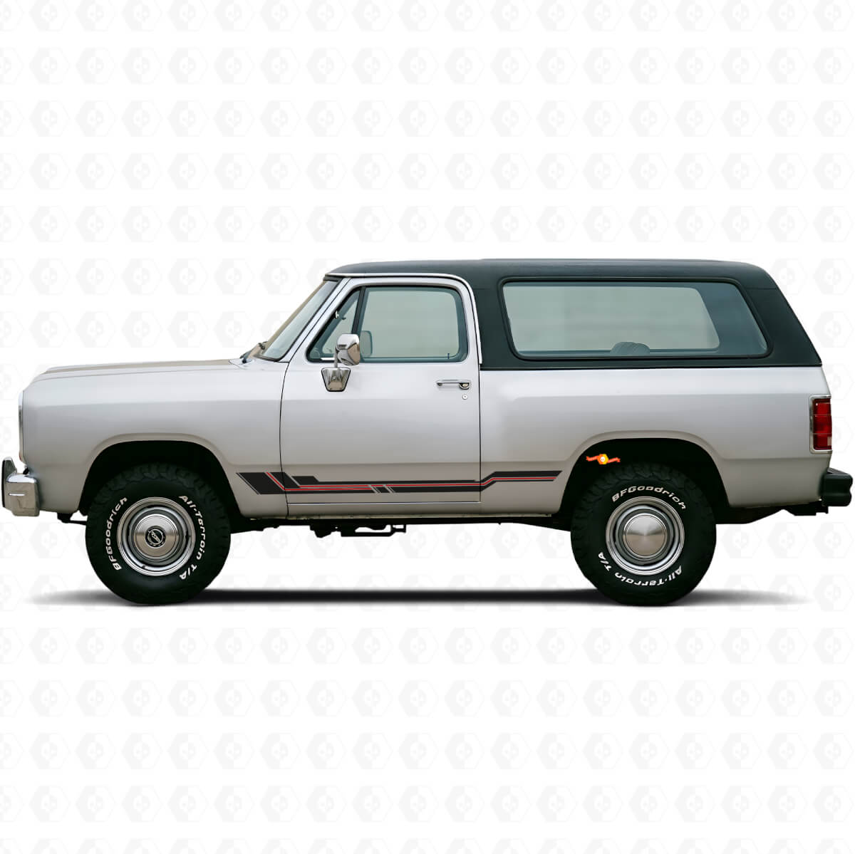 Autocollant en vinyle à bandes courbes pour bas de caisse Dodge Ramcharger 1974-1993